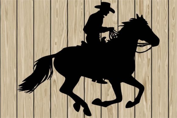 Cowboy Riding a Running Horse in Wild