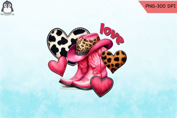 Valentines Western Cowgirl Boots PNG