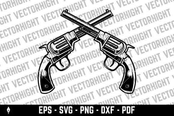 Vintage Revolver Illustration Svg