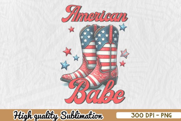 Western American Babe 4th of July PNG