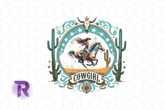 Western Cowgirl Sublimation Design PNG