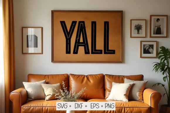 Yall Typography Art Print, Retro Western Review